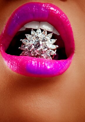 Diamonds and pink lipstick